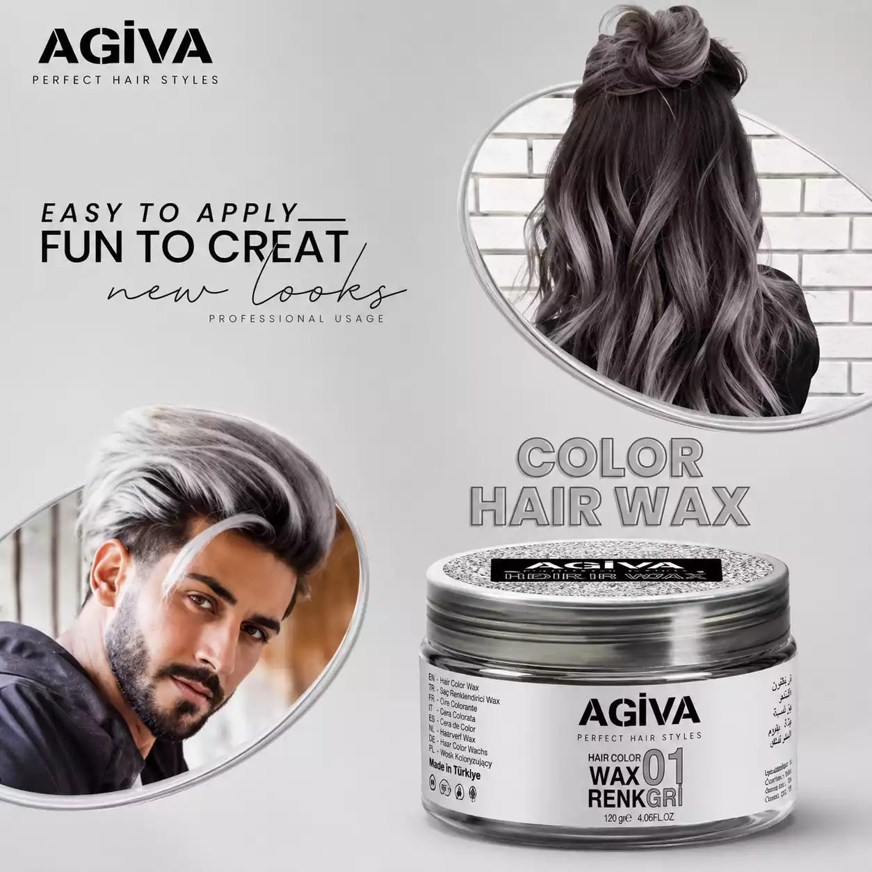 واکس مو نقره‌ای آگیوا Agiva مدل Silver حجم ۱۲۰ میل