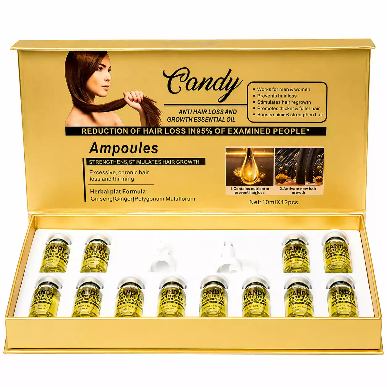 ویال ضد ریزش گلد کندی بیوتی Gold Candy Beauty بسته ۱۲ عددی